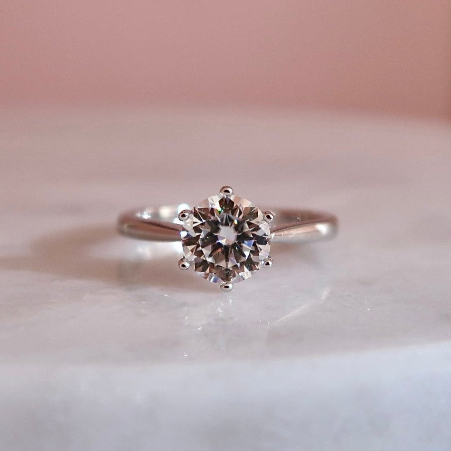 Classic Round Moissanite Solitaire Engagement Ring