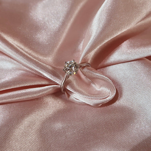 Classic Round Moissanite Solitaire Engagement Ring