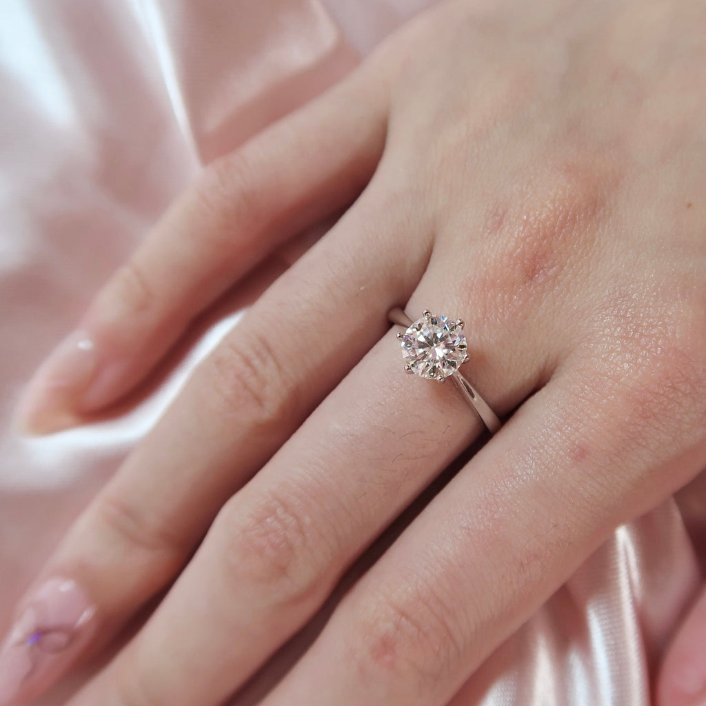 Classic Round Moissanite Solitaire Engagement Ring