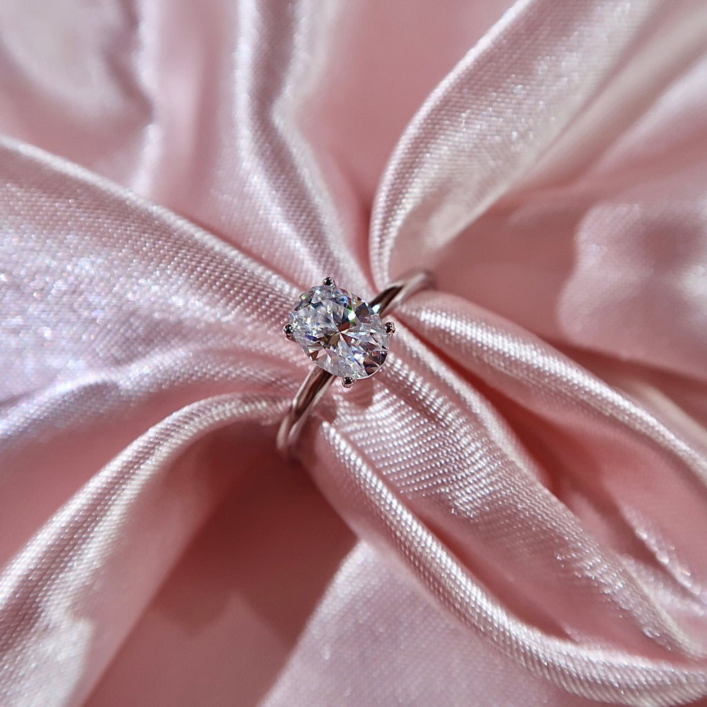Classic Oval Solitaire Moissanite Engagement Ring