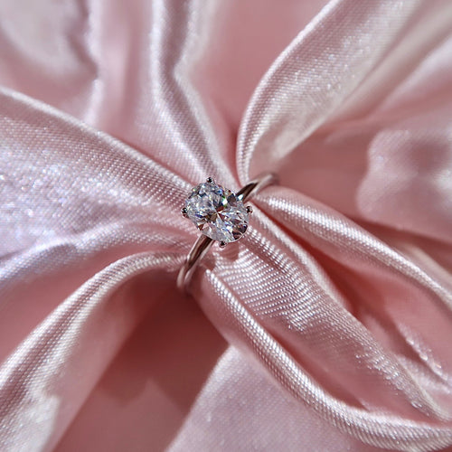 Classic Oval Solitaire Moissanite Engagement Ring
