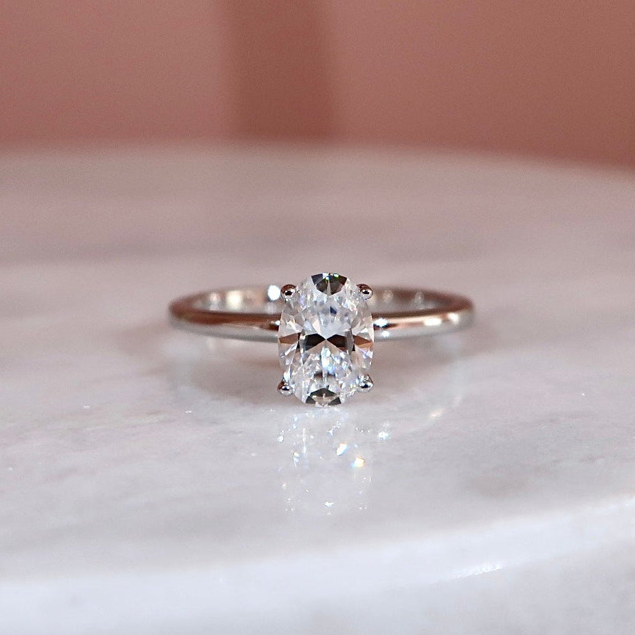 Classic Oval Solitaire Moissanite Engagement Ring
