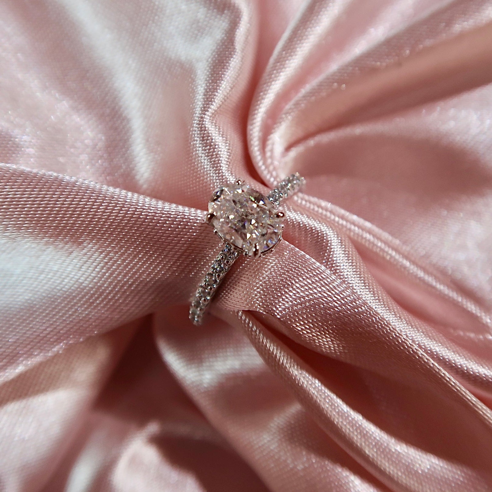 Classic Oval Moissanite Pavé Engagement Ring