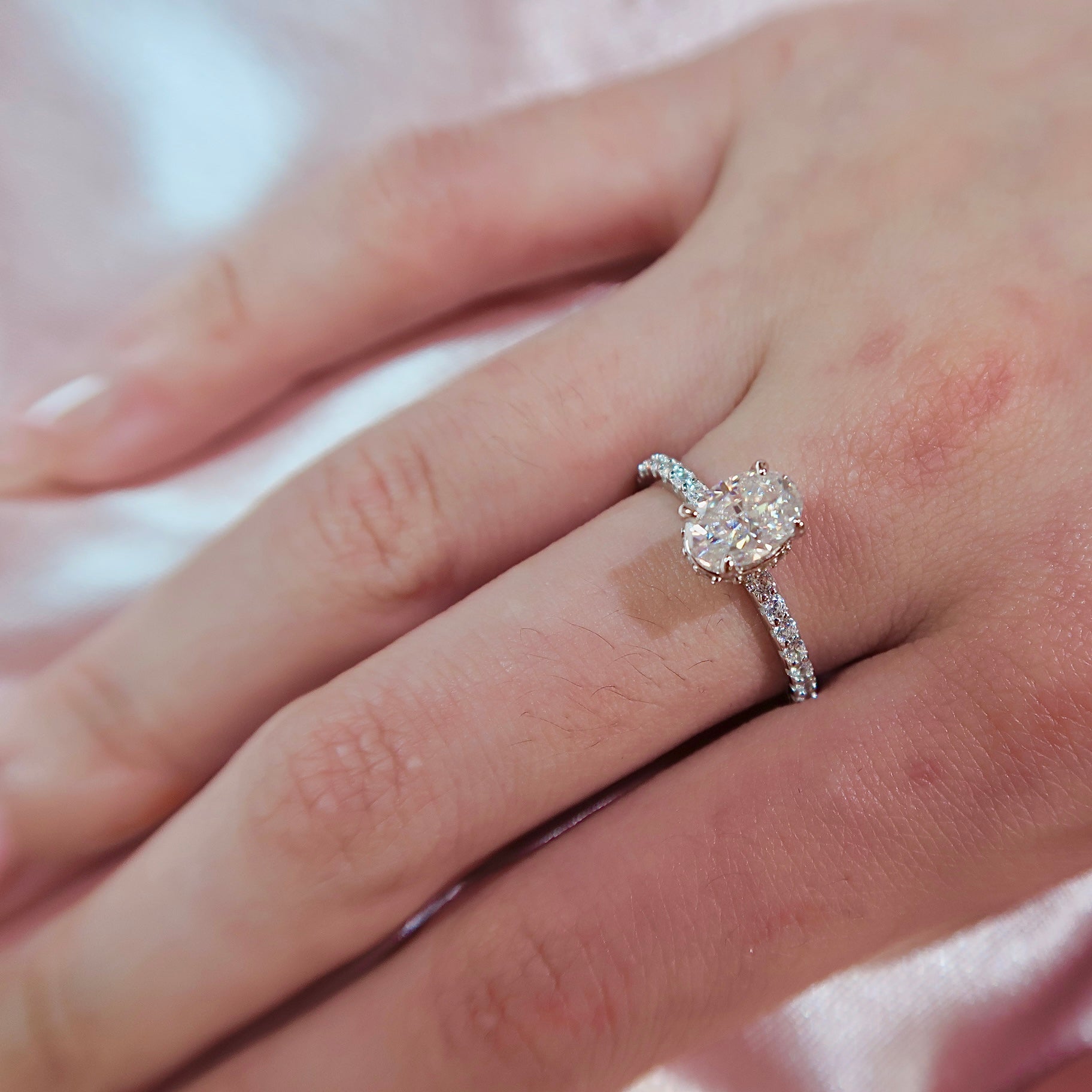 Classic Oval Moissanite Pavé Engagement Ring