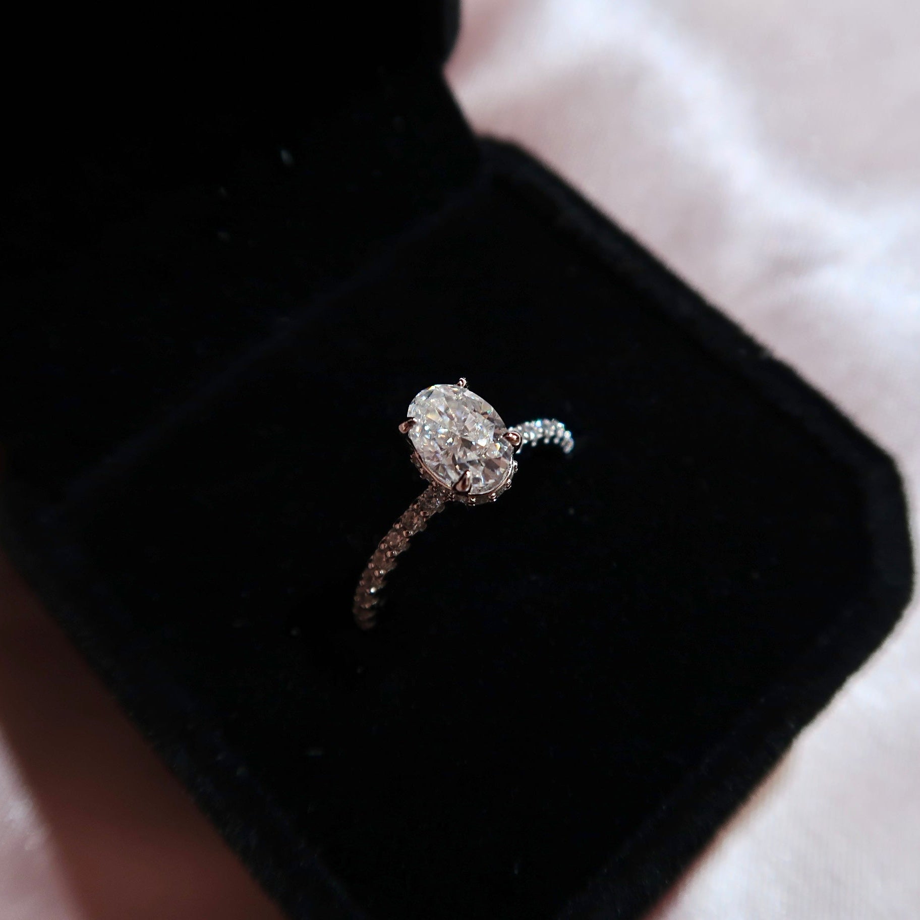 Classic Oval Moissanite Pavé Engagement Ring