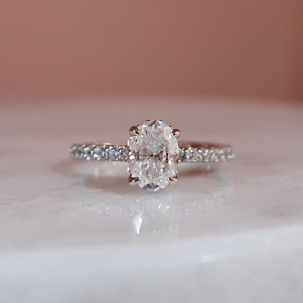 Classic Oval Moissanite Pavé Engagement Ring