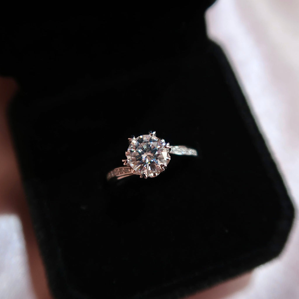 Classic Round-Cut Moissanite Pavé Engagement Ring