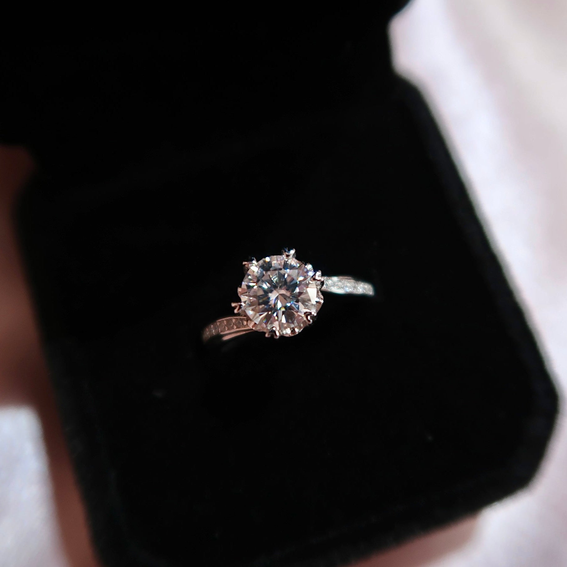 Classic Round-Cut Moissanite Pavé Engagement Ring